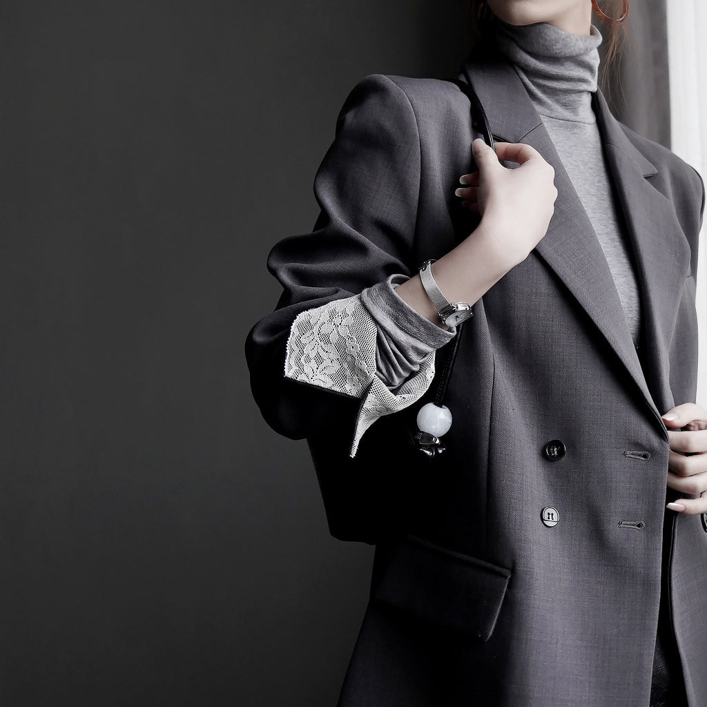 Lace Patchwork Tailored Blazer_BDHL8256