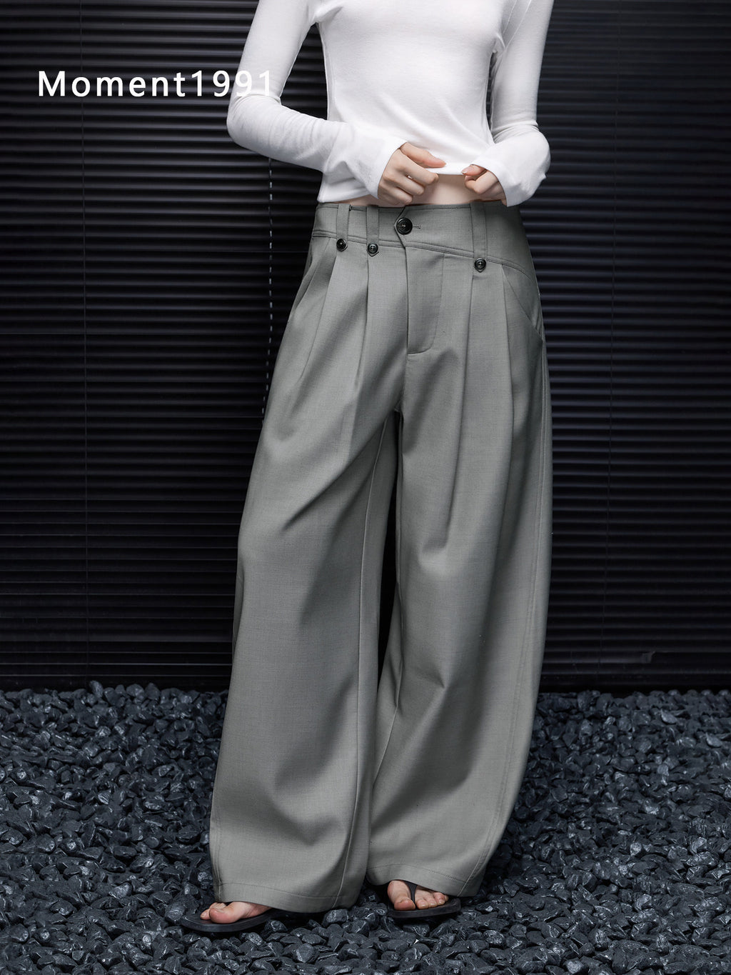 High Waist Pleated Wide Leg Trousers_BDHL8408