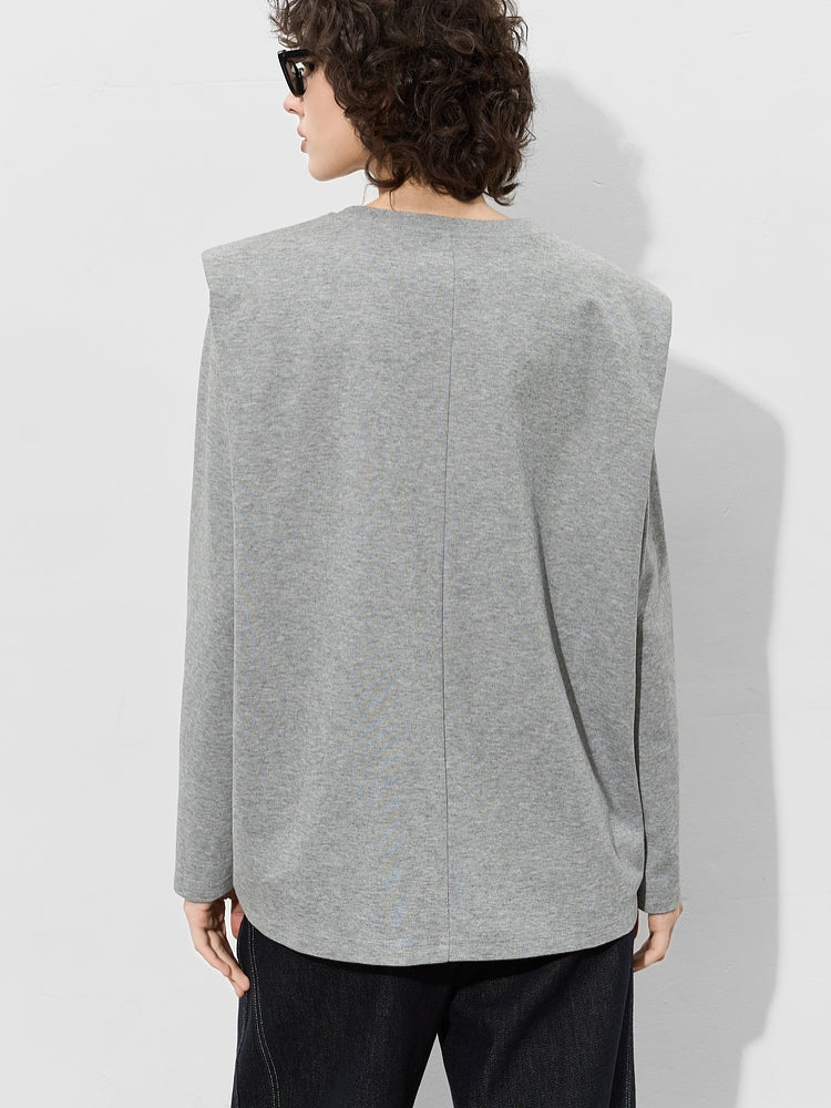 Asymmetric Round Neck Sweatshirt_BDHL7014