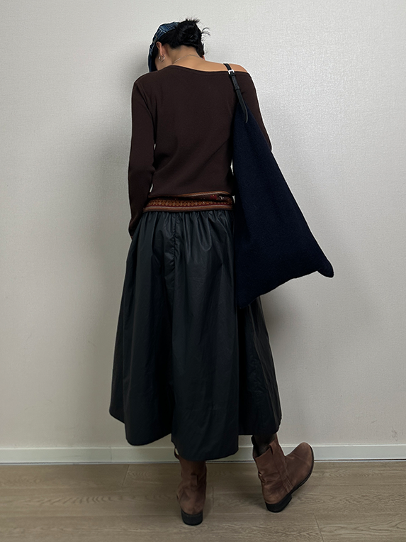 Matte A-Line Long Skirt_BDHL6728