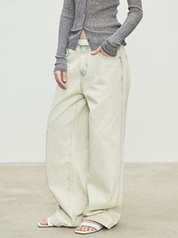 Damaged Drawstring Straight Jeans_BDHL7093