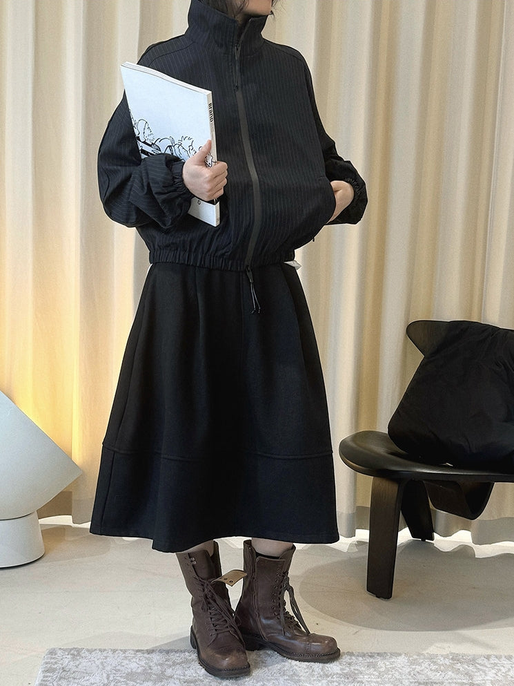 Patchwork A-Line Midi Skirt_BDHL8153