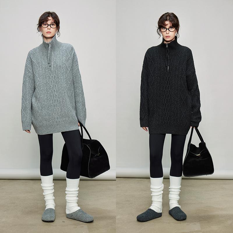 Stand Collar Half-Zip Tops_BDHL7936