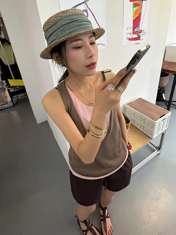 Two-Piece Style Sleeveless Tops_BDHL7408
