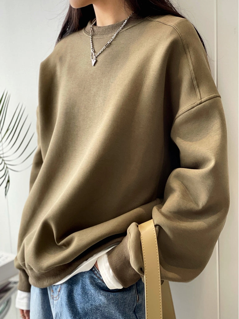 Drop Shoulder Sweatshirt Pullover_HL3913 - HELROUS