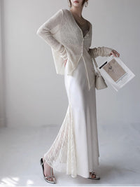 Knitted Cardigan And Lace Camisole Set_BDHL7414