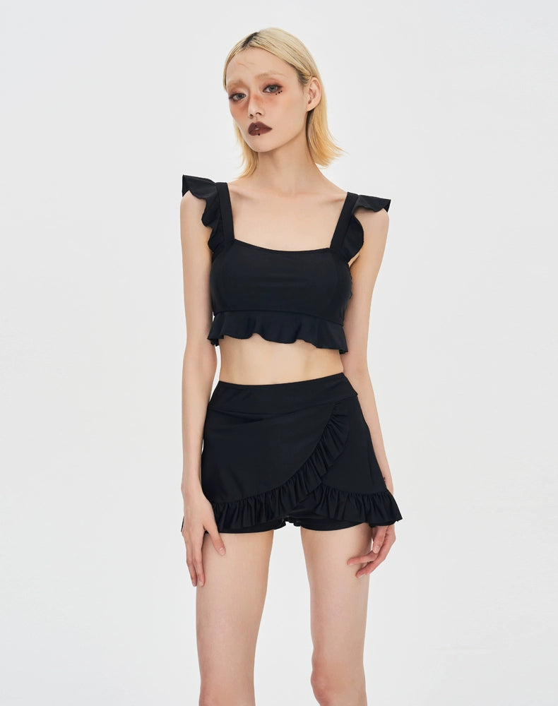 Ruffle Strap TwoPiece Skirted Swimsuit_HL3243