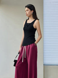 Simple Solid Color Sleeveless Knitwear_BDHL5949