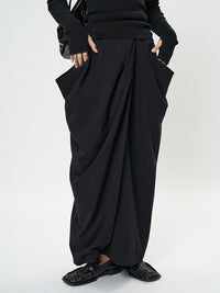 Irregular Pleated Long Skirt_BDHL6898