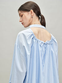 Back Drawstring Pleated Tops_BDHL7335