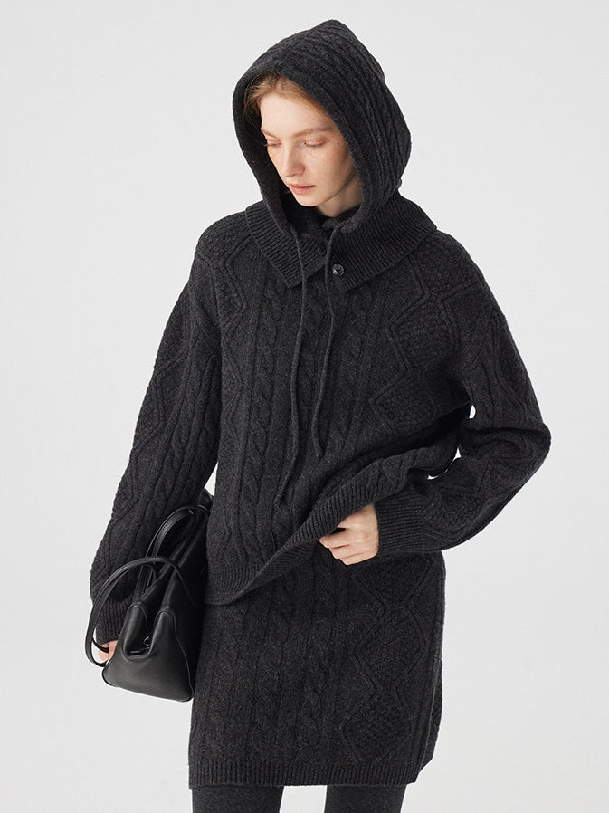 Cable Knit Tops Or Skirt Or Hood_BDHL8120