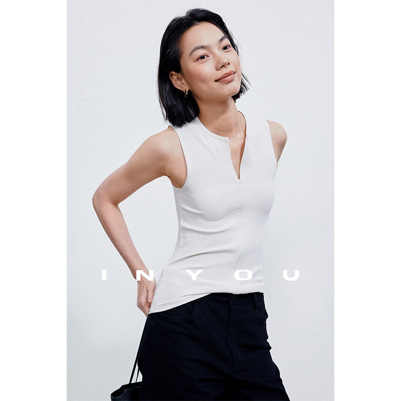 Sleeveless Zip Tank Top_BDHL8389