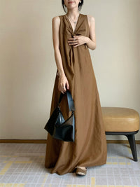 V-Neck Twist Long Dress_BDHL6180