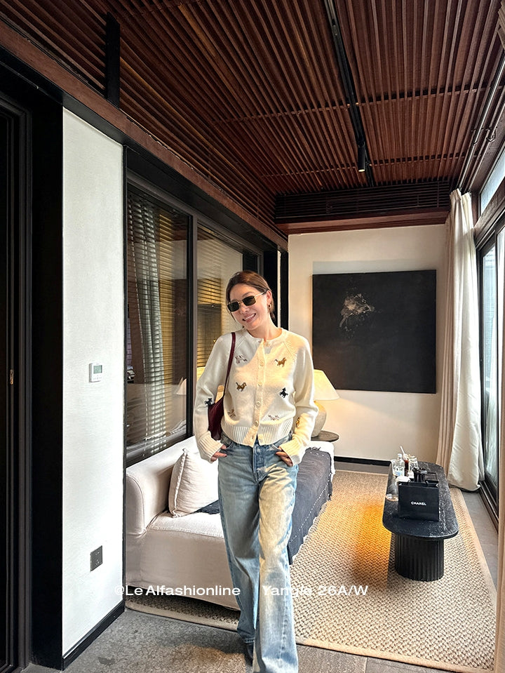 Beaded Embroidery Knit Top Or Cardigan_BDHL8121