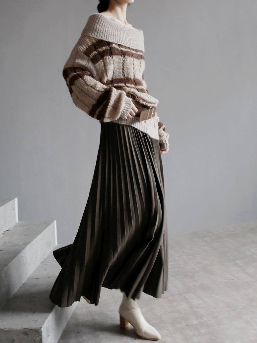 High-Waisted Pleated Maxi Skirt_BDHL7931