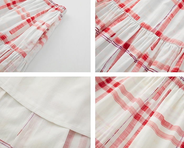 Red Chequered Swing Skirt_BDHL7473