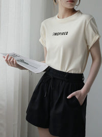 Letter Print Round Neck T-Shirt_BDHL6054