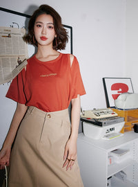 Shoulder Slit Short-Sleeved T-Shirt_BDHL6255