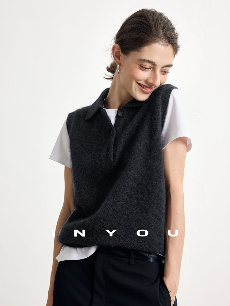 Polo-Neck Knit Sleeveless Tops_BDHL7747