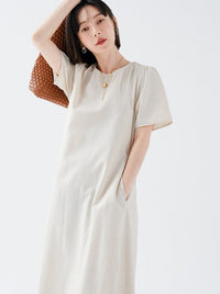 Back Bow Tie Loose Dress_BDHL6235