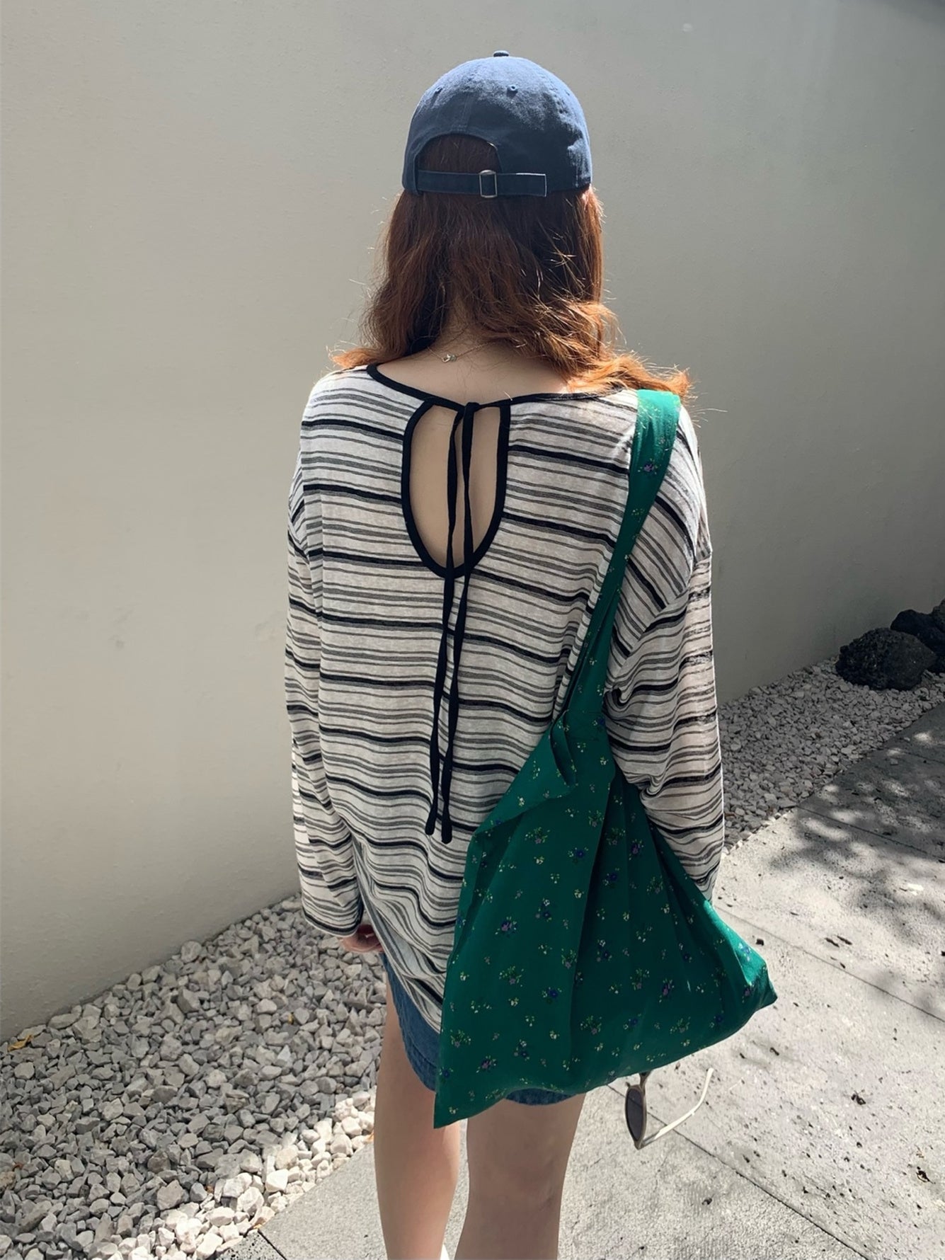 Back Tie Striped Tops_BDHL7613