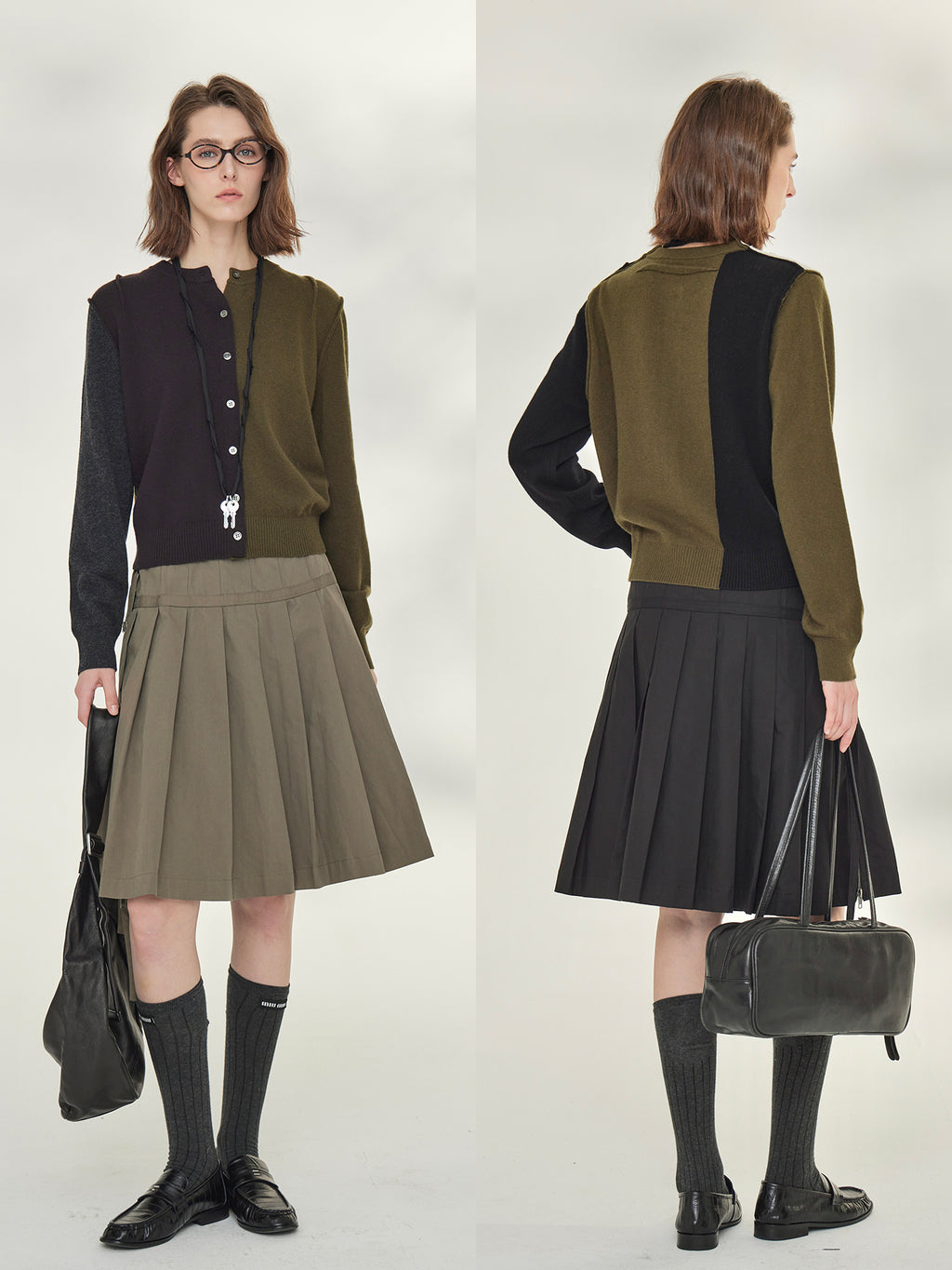 Contrast-Color Knit Cardigan_BDHL7745