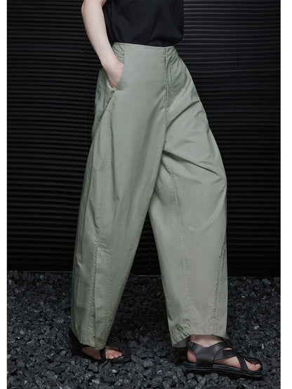 Moment bean green shorts women 2024 new summer wide pine high waist loose relaxed thin cotton slim 