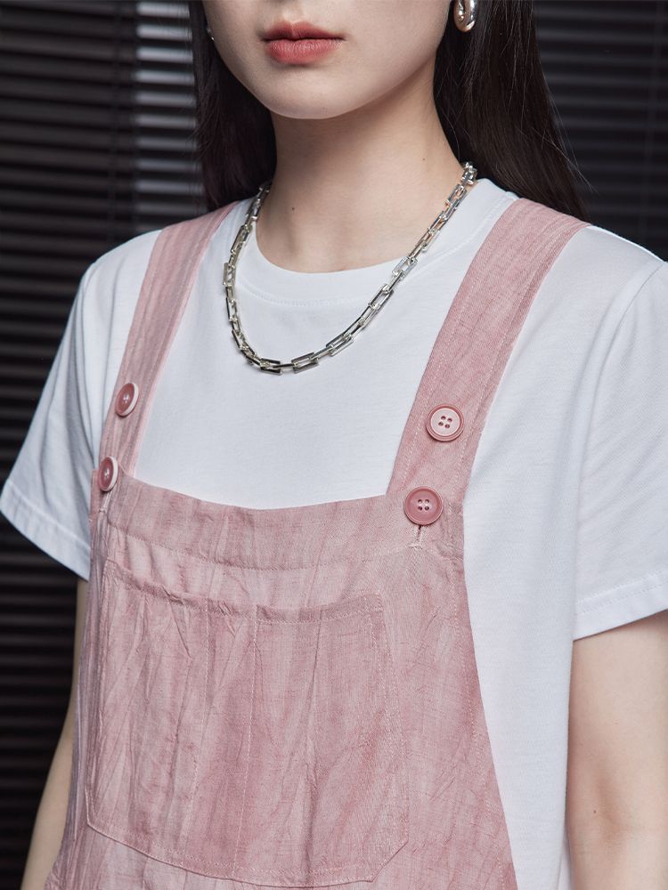 Retro Design Pink Thin Overalls_BDHL6025 