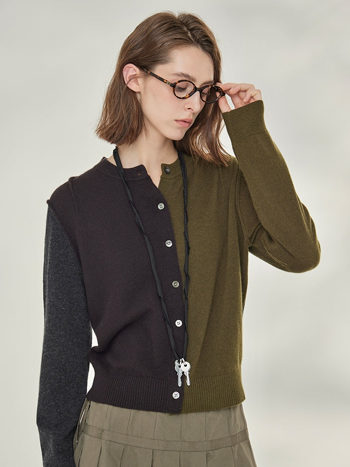 Contrast-Color Knit Cardigan_BDHL7745
