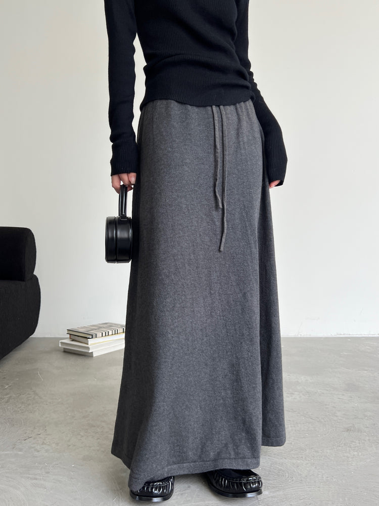 Knitted Draped Maxi-Length Skirt_BDHL6549