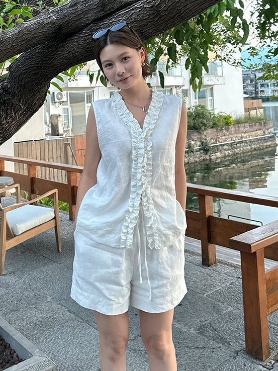 Fringed Vest Or Straight Short Pants_BDHL7620