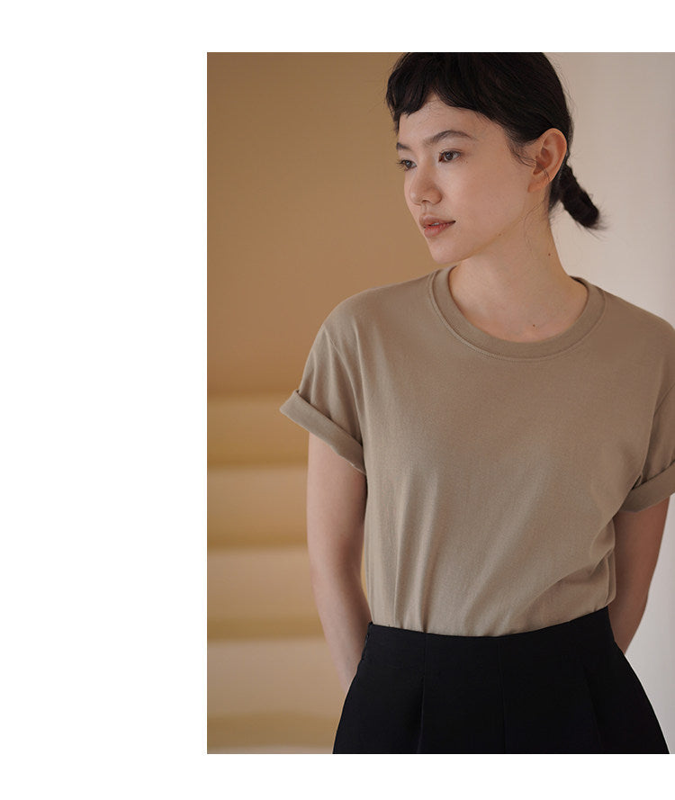 Relaxed Fit Short Sleeve Cotton Tops_BDHL8295