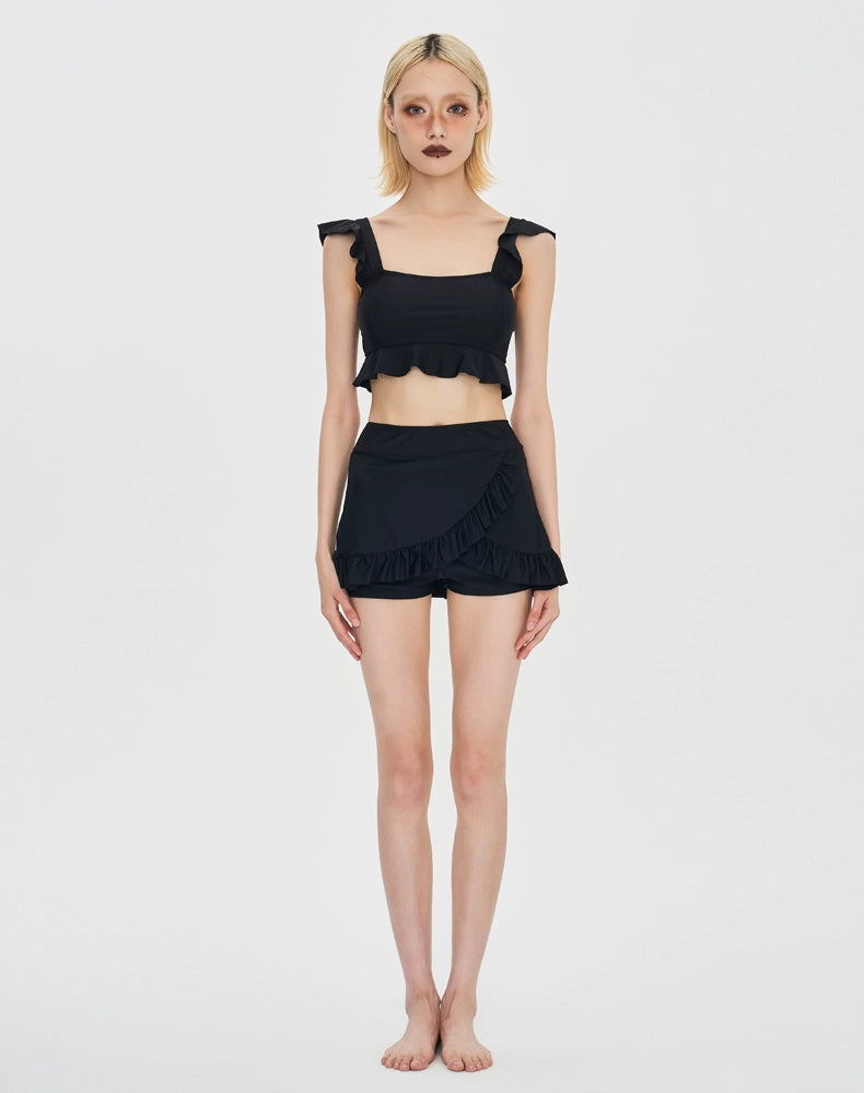 Ruffle Strap TwoPiece Skirted Swimsuit_HL3243