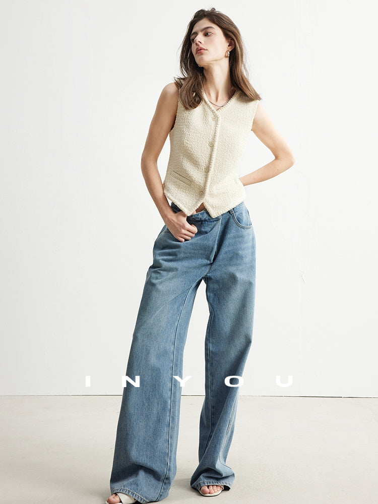 Straight Floor-Length Denim Pants_BDHL6951