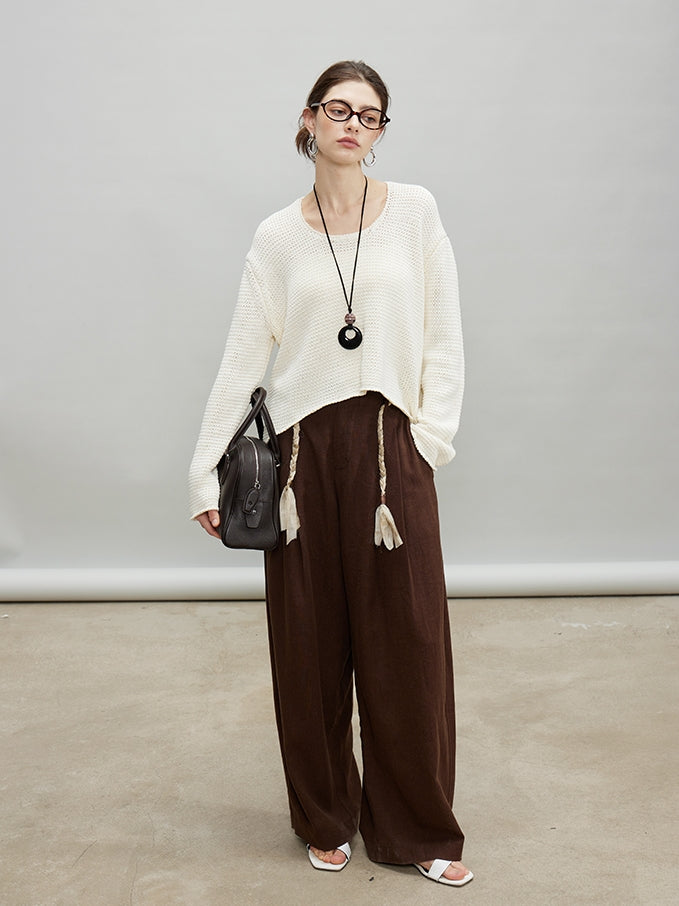 Round Neck Short Knit Tops_BDHL7187