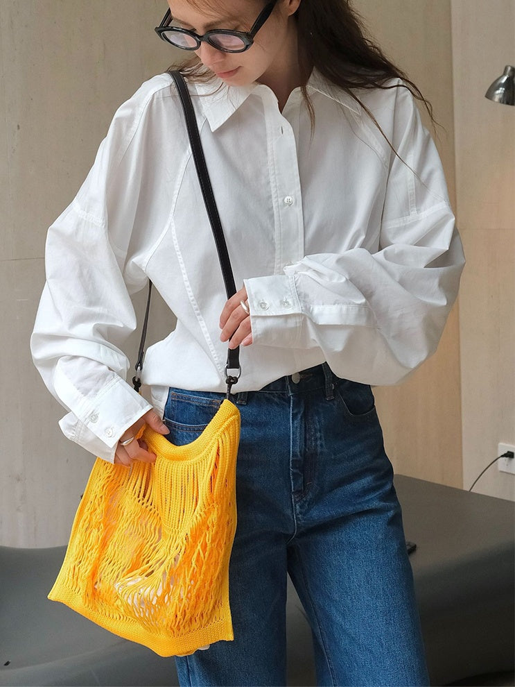 White Balloon Sleeve Shirt_BDHL6537