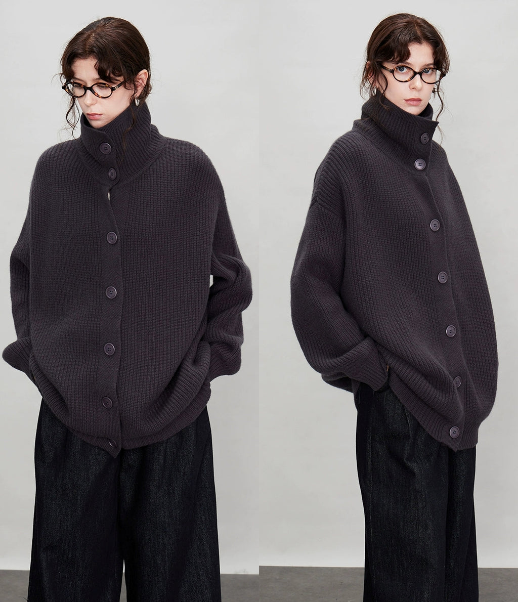 厚針織長版翻領開襟衫_BDHL7942