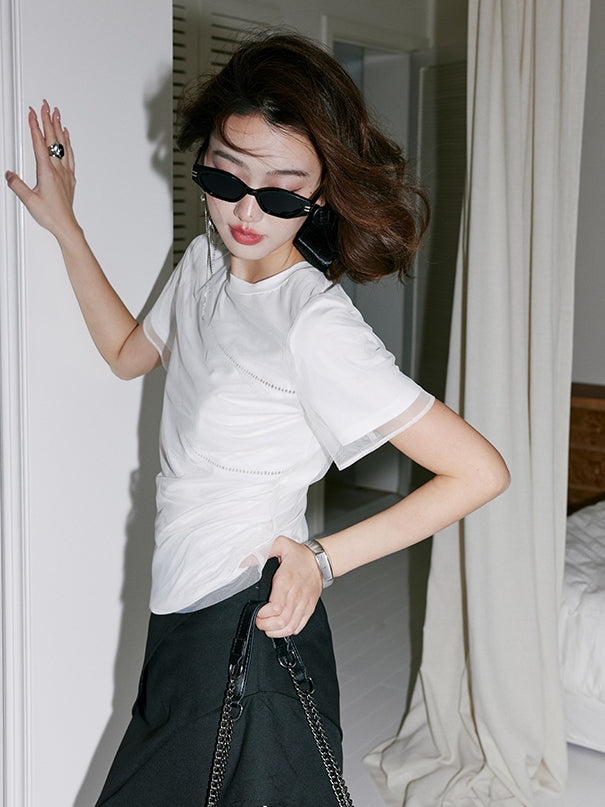 Hollow Mesh Faux-Style T-Shirt_BDHL7539