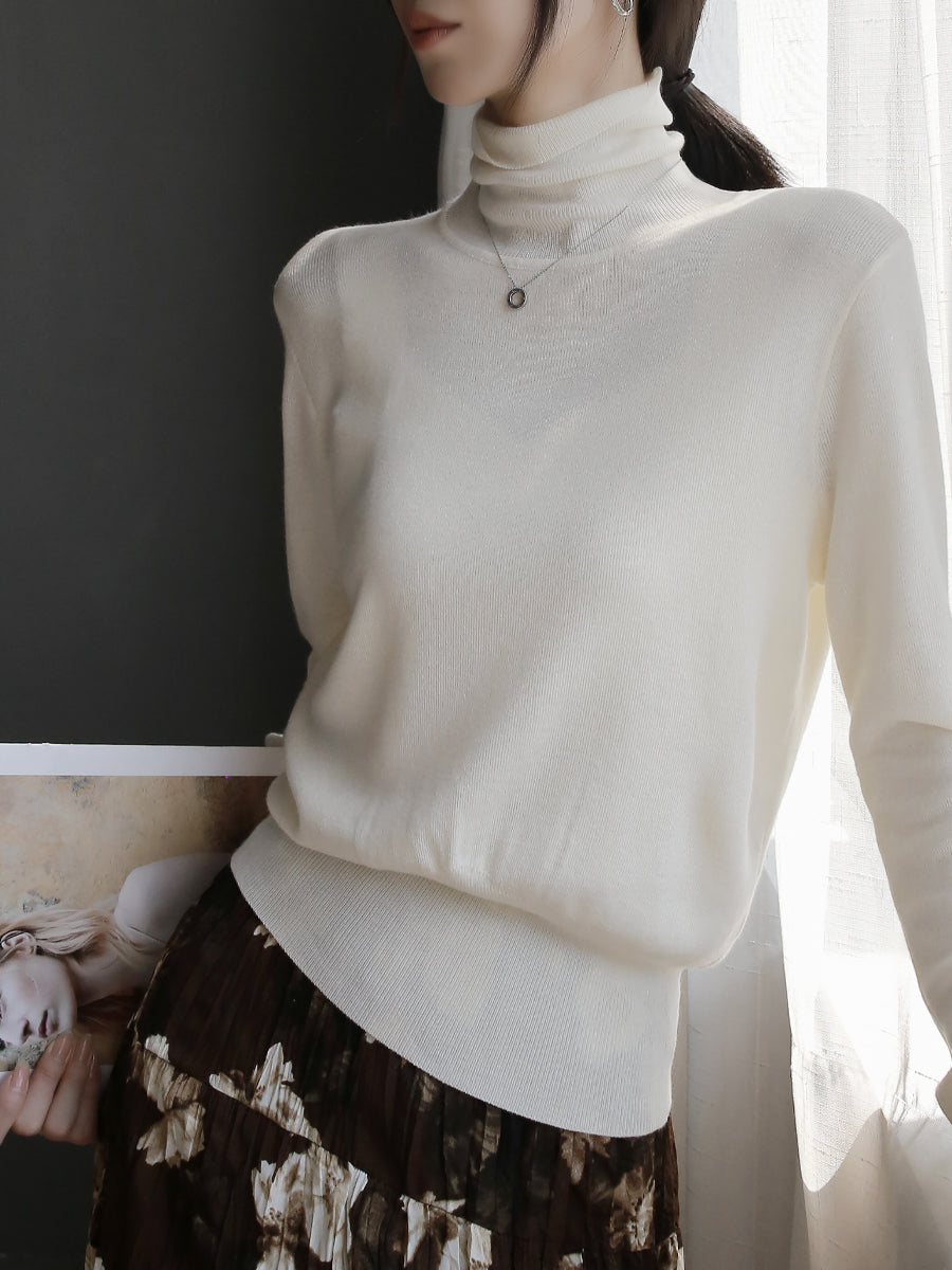 High-Neck Slim-Waist Knit Tops_BDHL7917