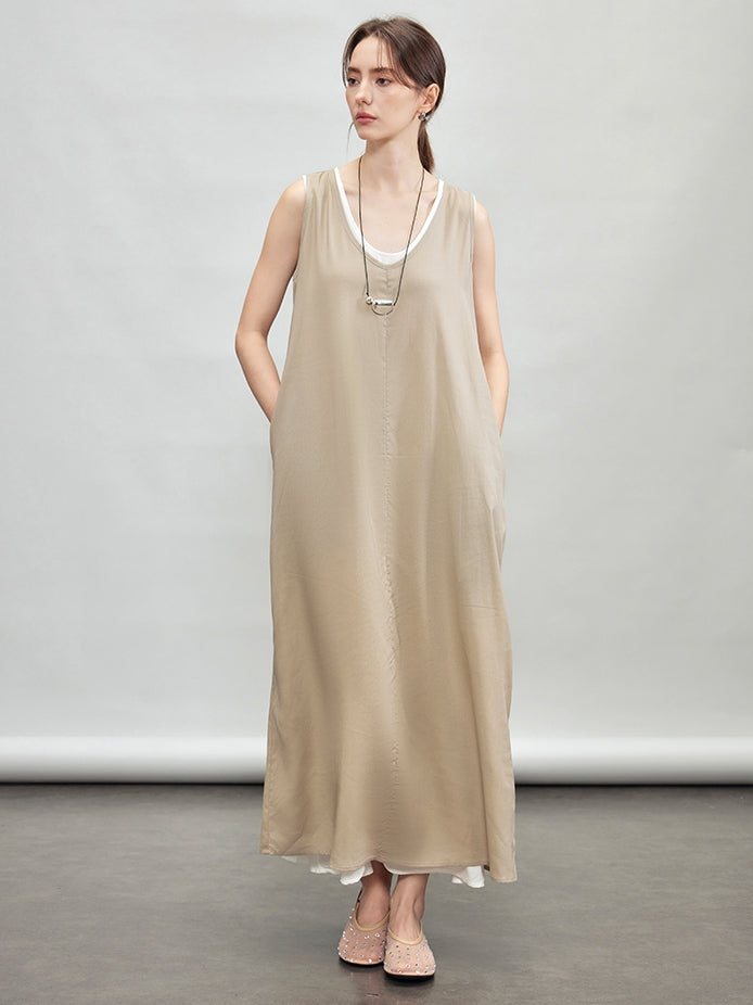 U-Neck Sleeveless Dress Set_BDHL7599