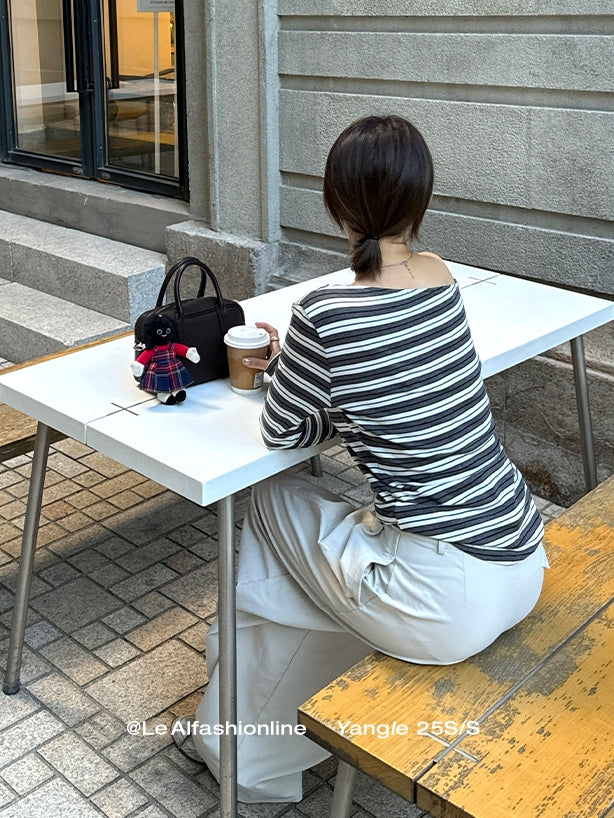 One-Shoulder Long-Sleeved T-Shirt_BDHL7734