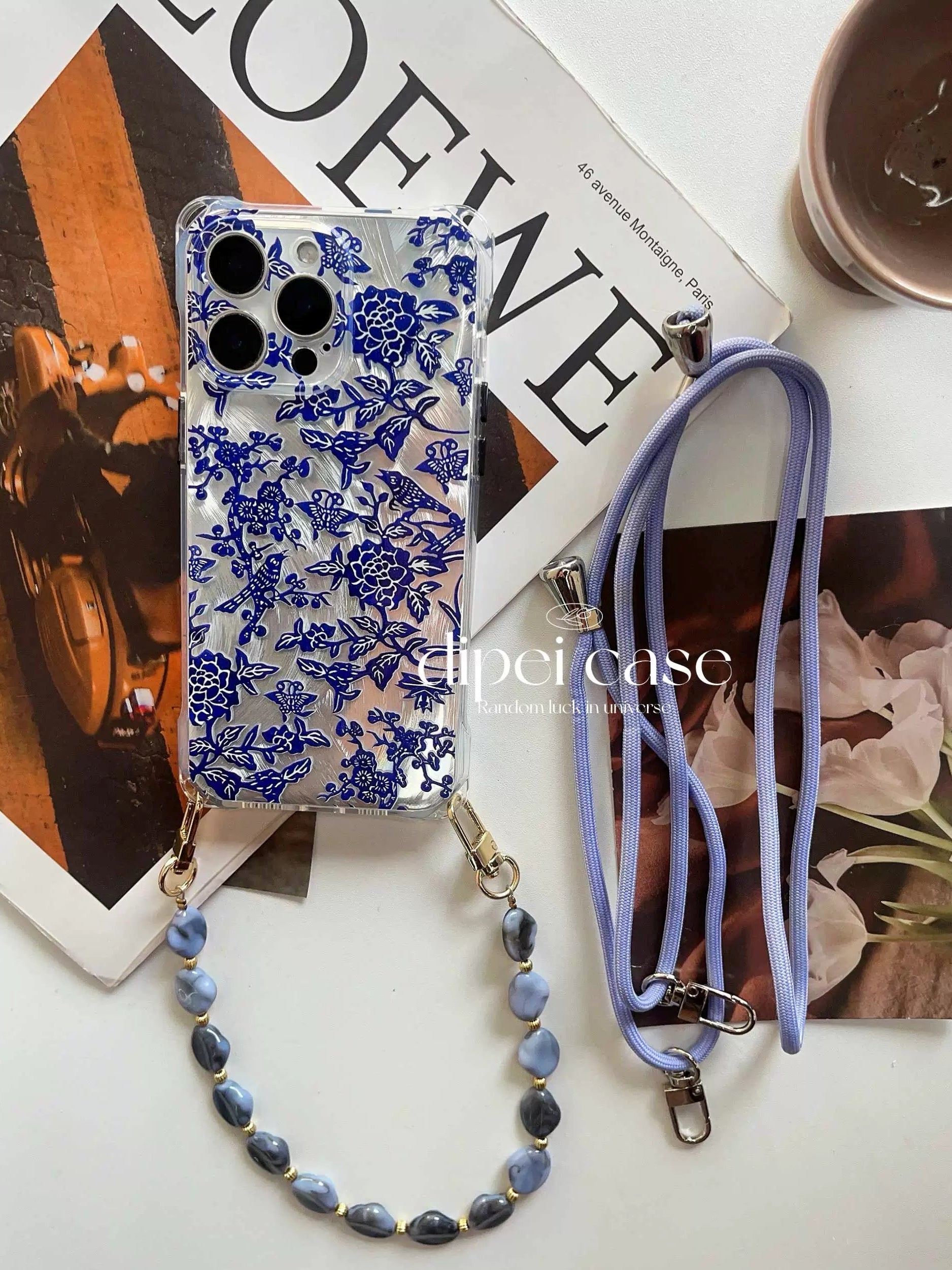 藍白花朵 iPhone 手機殼_BDHL7862