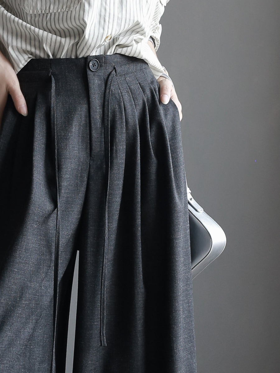 Pleated Drawstring Wide Pants_BDHL7763