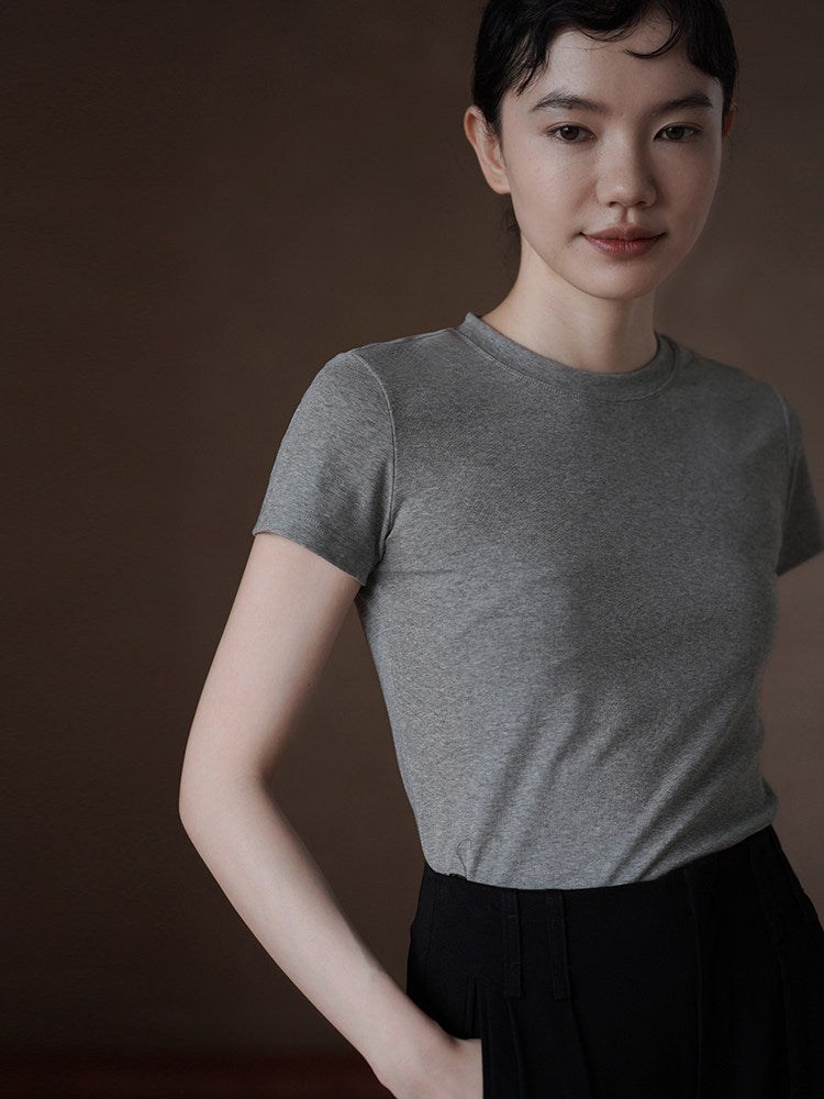 Slim Fit Short Sleeve Basic Tee_BDHL8296