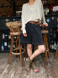 Wide Leg A-Line Denim Shorts_BDHL6002