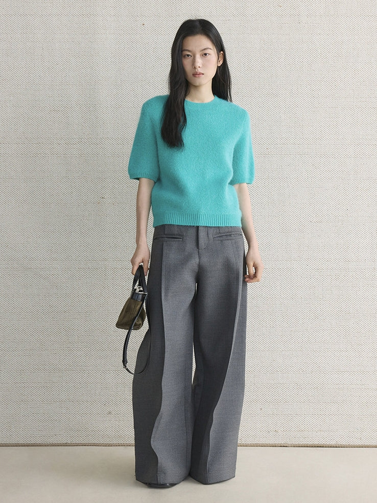 Simple Short-Sleeved Knit Tops_BDHL8149