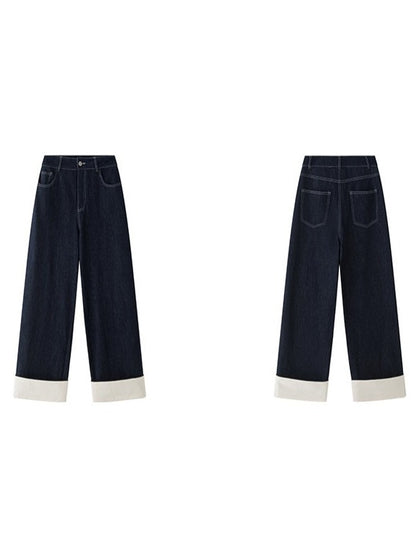 Turn-Up Straight Denim Pants_BDHL6257