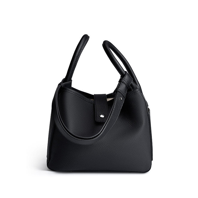 Grained Leather Bucket Handbag_BDHL8452