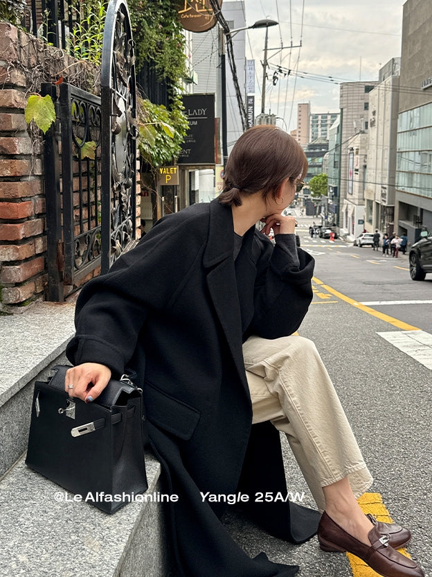 Black Relaxed-Fit Long Coat_BDHL7920