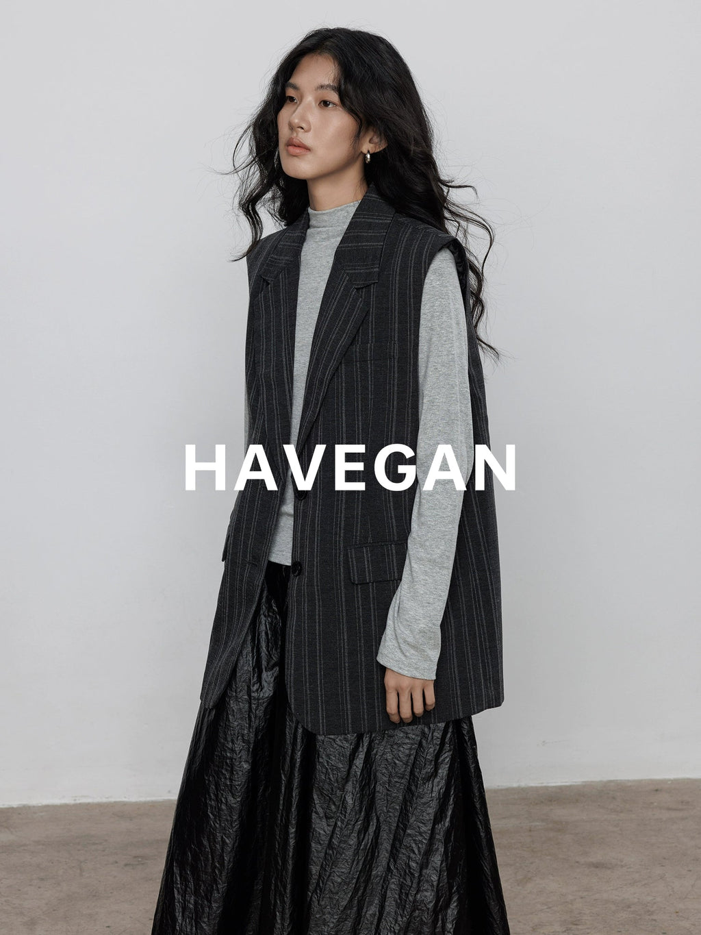 Striped Collared Mid-Length Gilet_BDHL7705